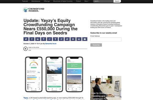 CrowdfundInsider Update 1